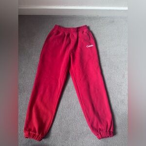Unisex Comfrt Red Fleece Sweatpants